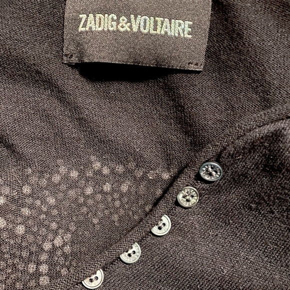 Zadig&Voltaire Black Strass Skull Long Sleeve NWOT - Picture 6 of 7